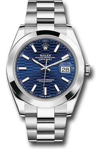 Rolex Datejust 41 Blue Smooth Bezel Oyster