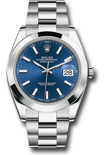 Rolex Datejust 41 Blue Smooth Bezel Oyster
