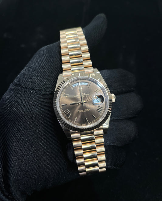 Rolex Day-Date 40 — Everose Gold & Chocolate Dial