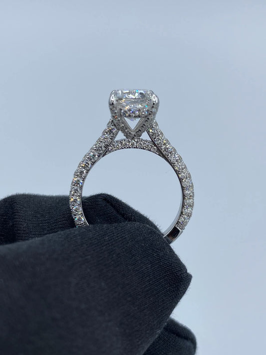 Platinum Hidden Halo Oval Diamond Engagement Ring