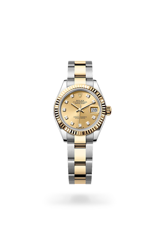 Rolex 2024 Lady-Datejust 28mm Steel And Gold Champagne Diamond Dial